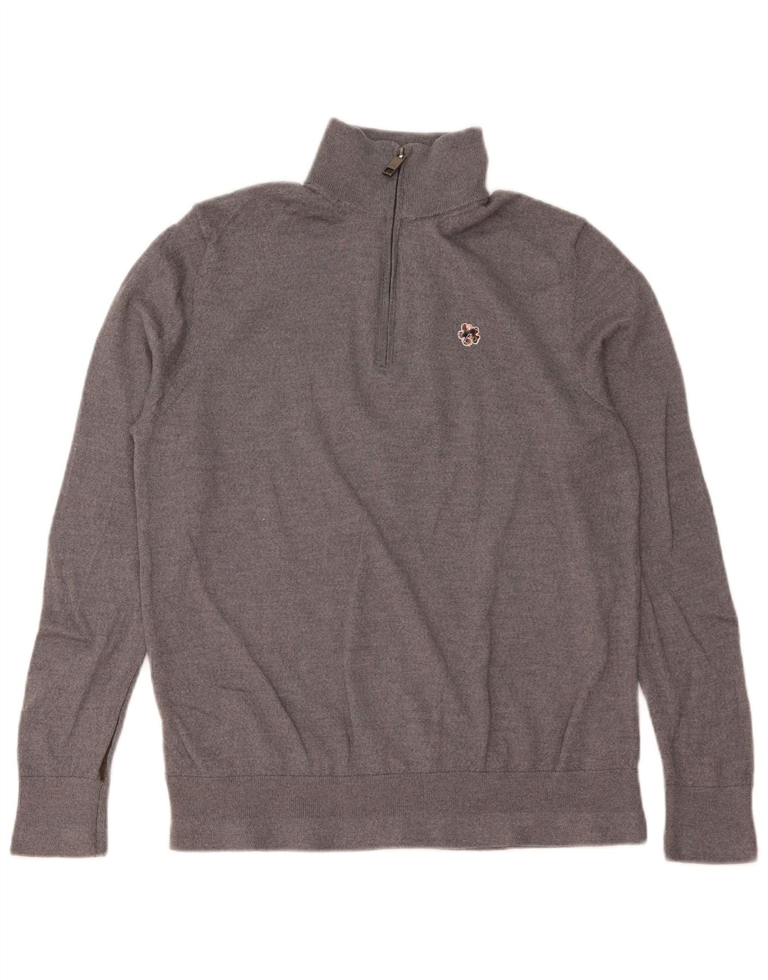 TED BAKER Herren-Pullover mit Reißverschluss am Hals, Größe 6 2XL, graue Wolle