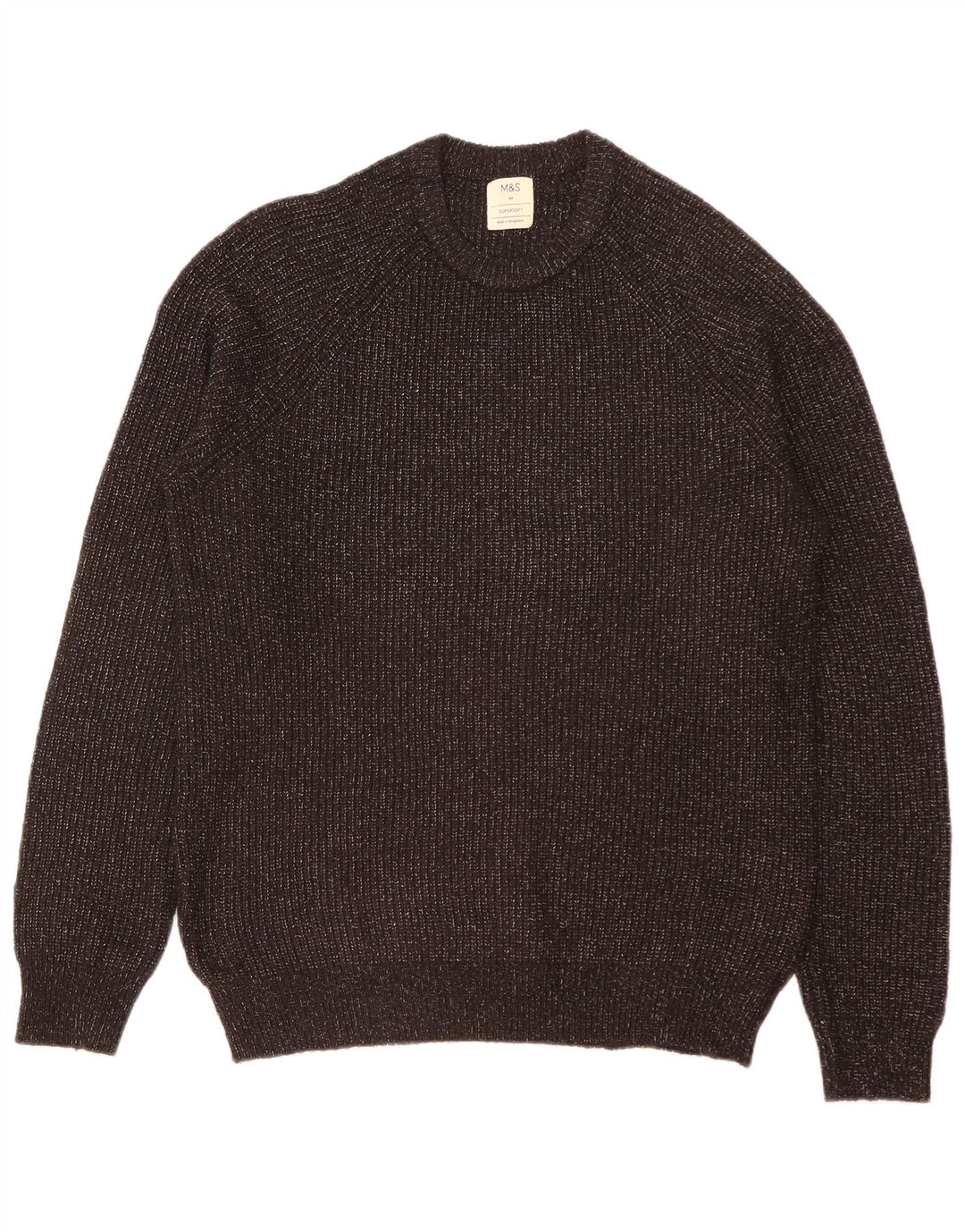 Marks & Spencer Herren-Pullover mit Rundhalsausschnitt, Mittelschwarz gefleckt