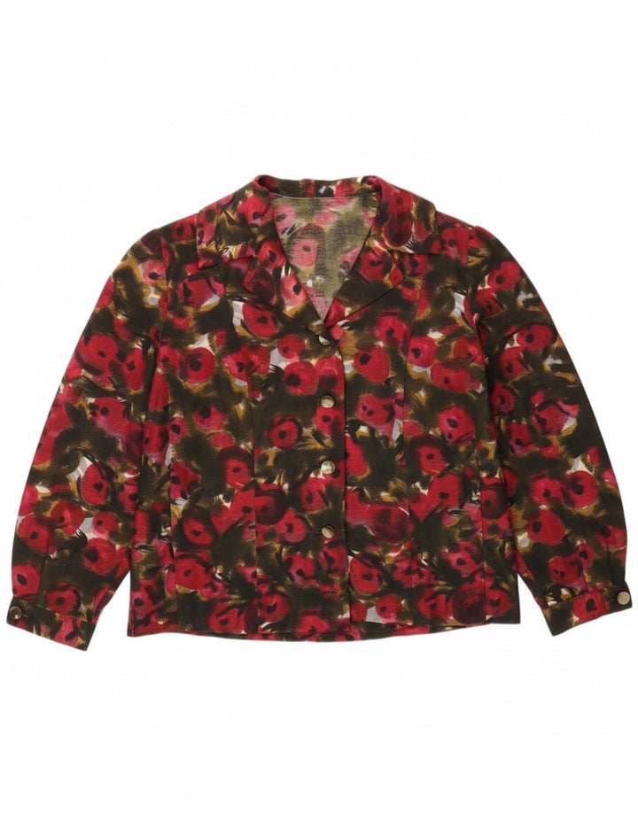 Vintage Damen Hemdbluse UK 16 Großes mehrfarbiges Blumenmuster