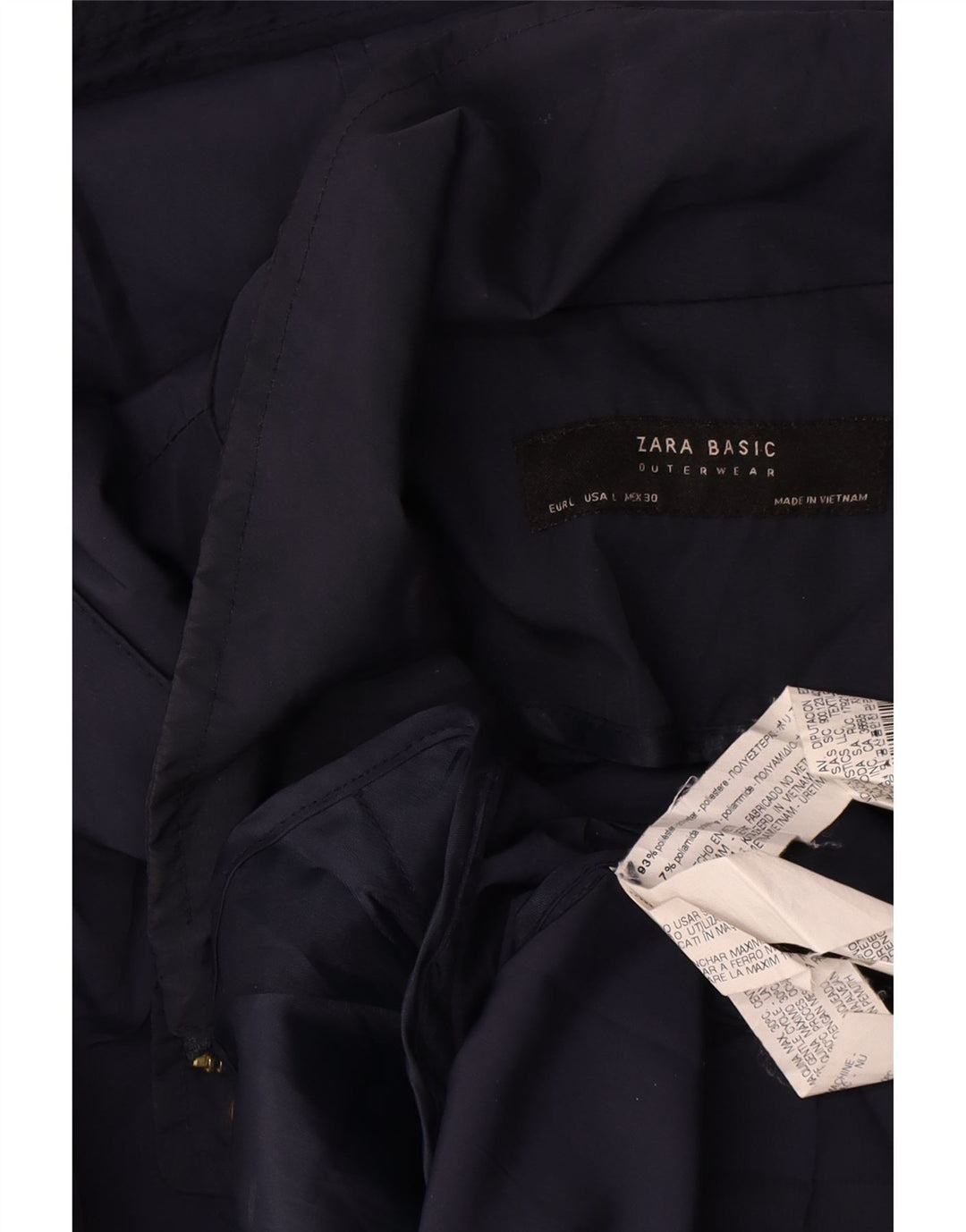 Zara Damen-Bomberjacke mit Kapuze, UK 16, Größe L, Marineblau, Polyester