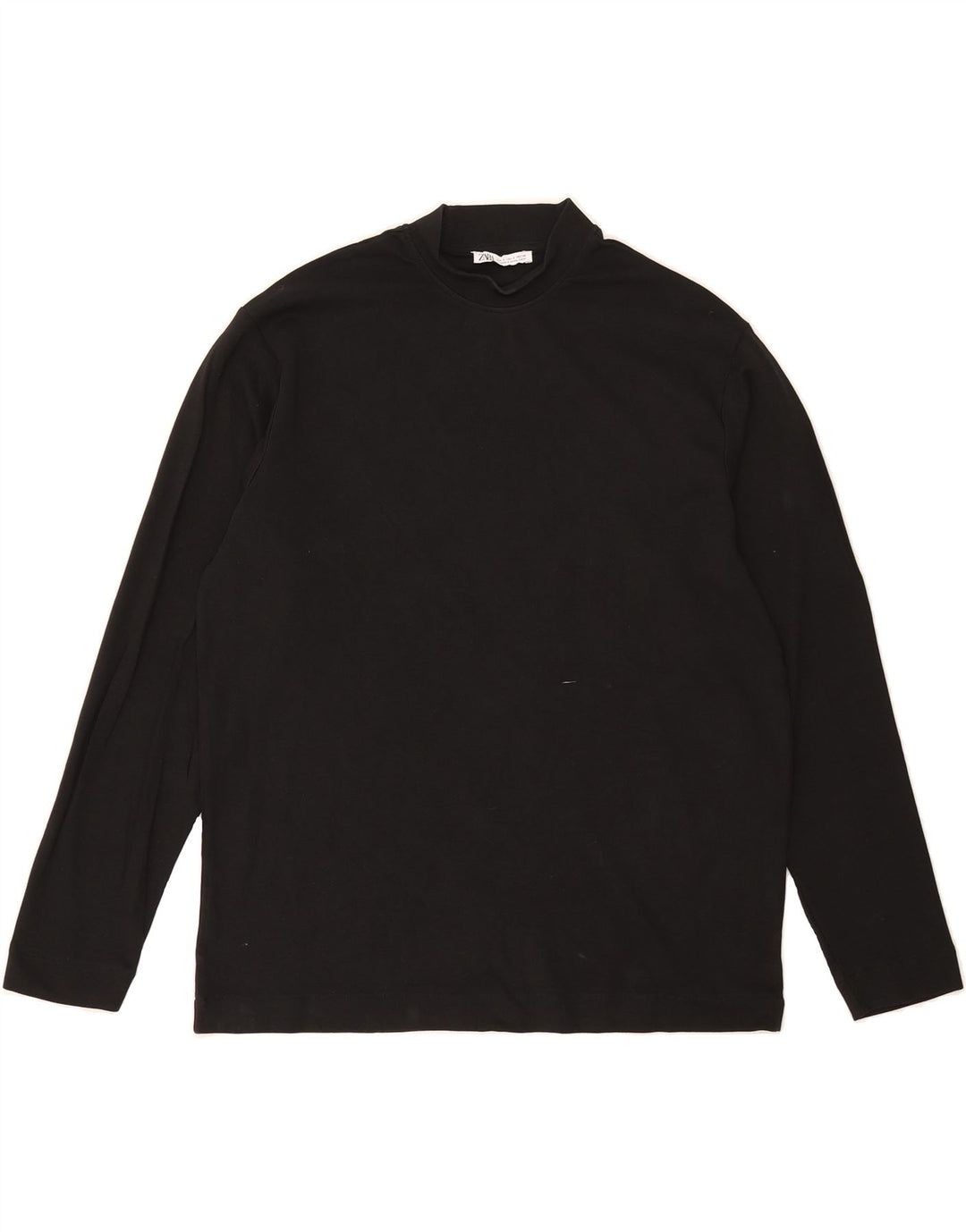 ZARA Mens Top Long Sleeve Small Black Cotton Vintage Zara and Second-Hand Zara from Messina Hembry 