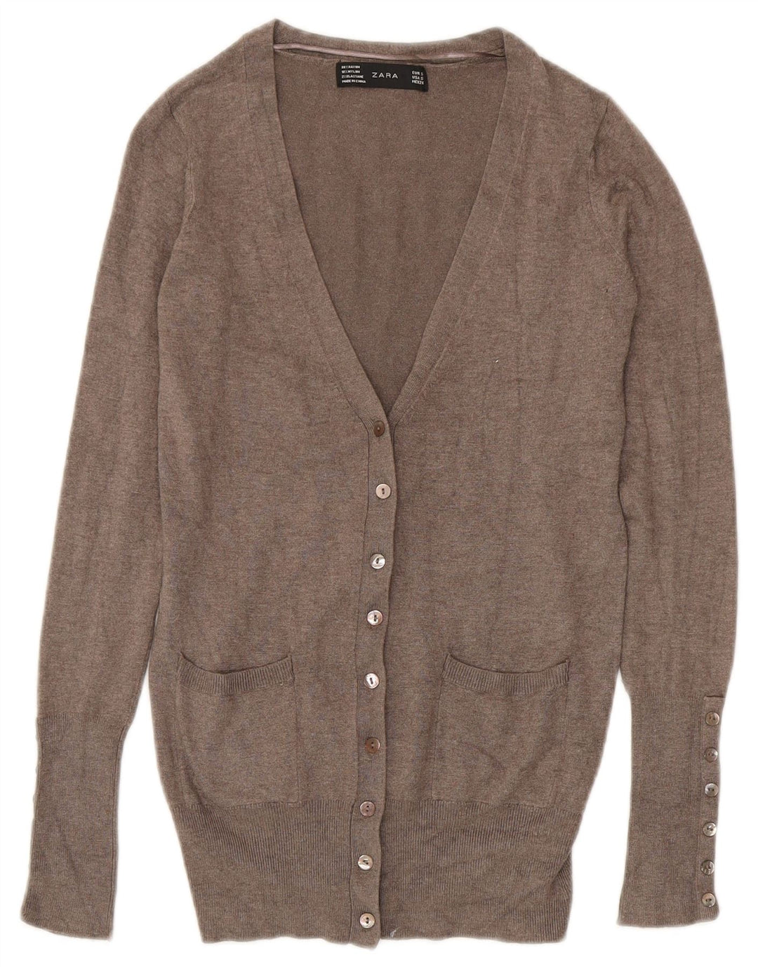 ZARA Damen-Cardigan-Pullover UK 10 Kleiner grauer Rayon