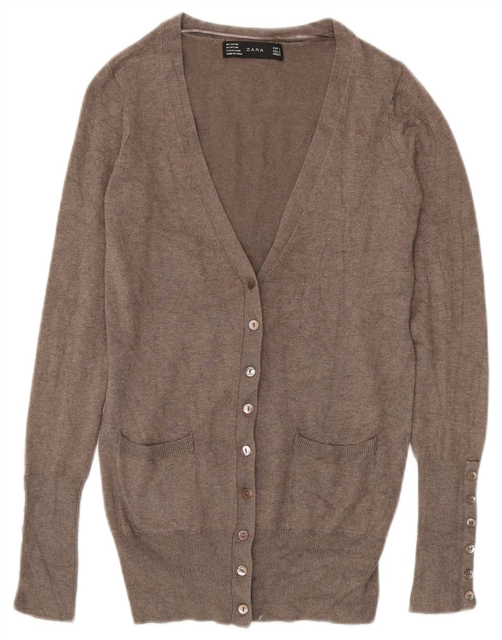 ZARA Damen-Cardigan-Pullover UK 10 Kleiner grauer Rayon