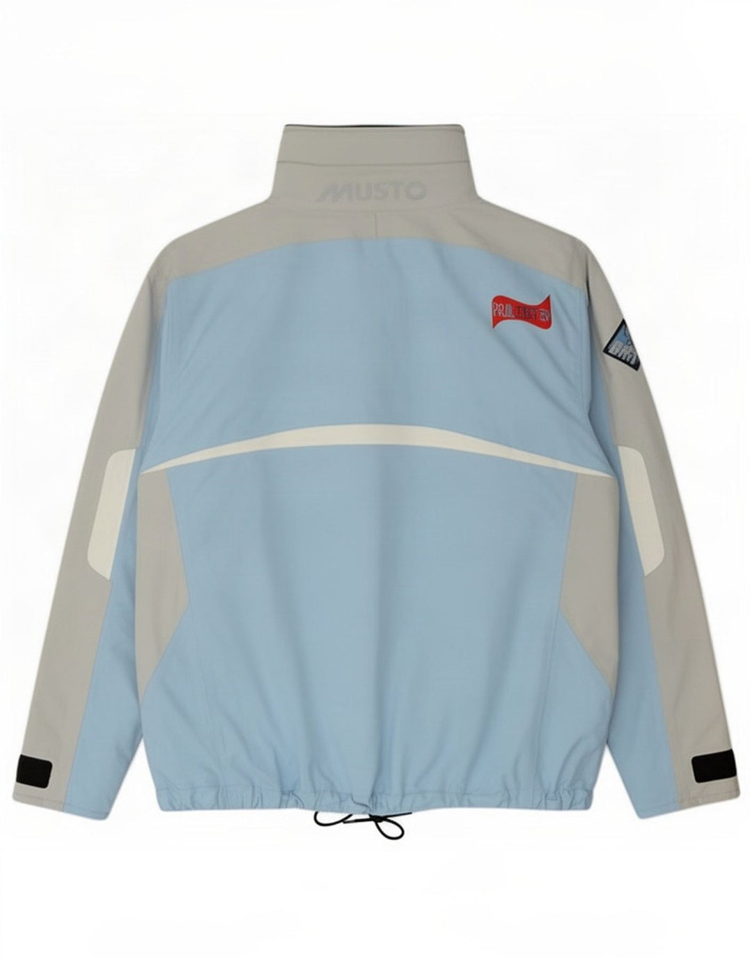 Musto Damen-Regenjacke mit Grafik, UK 14, groß, blaues Colourblock-Nylon
