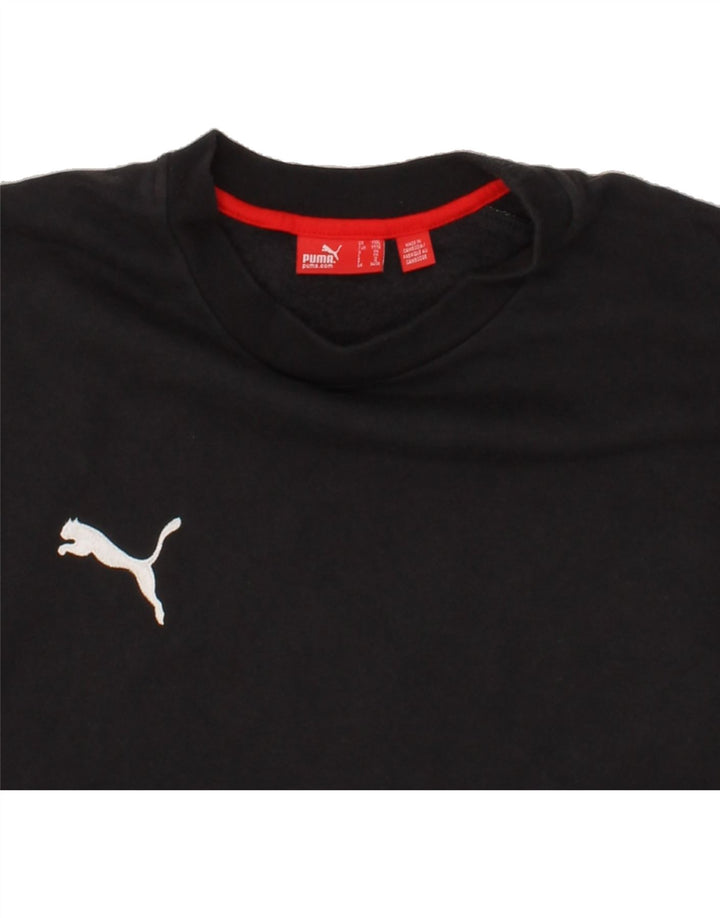 PUMA Boys Sweatshirt Jumper 15-16 Years 2XL Black Cotton Vintage Puma and Second-Hand Puma from Messina Hembry 