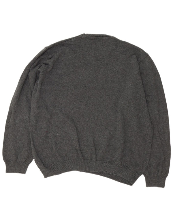 Marks & Spencer Herren-Pullover mit Rundhalsausschnitt, reguläre Passform, 2XL, graue Baumwolle