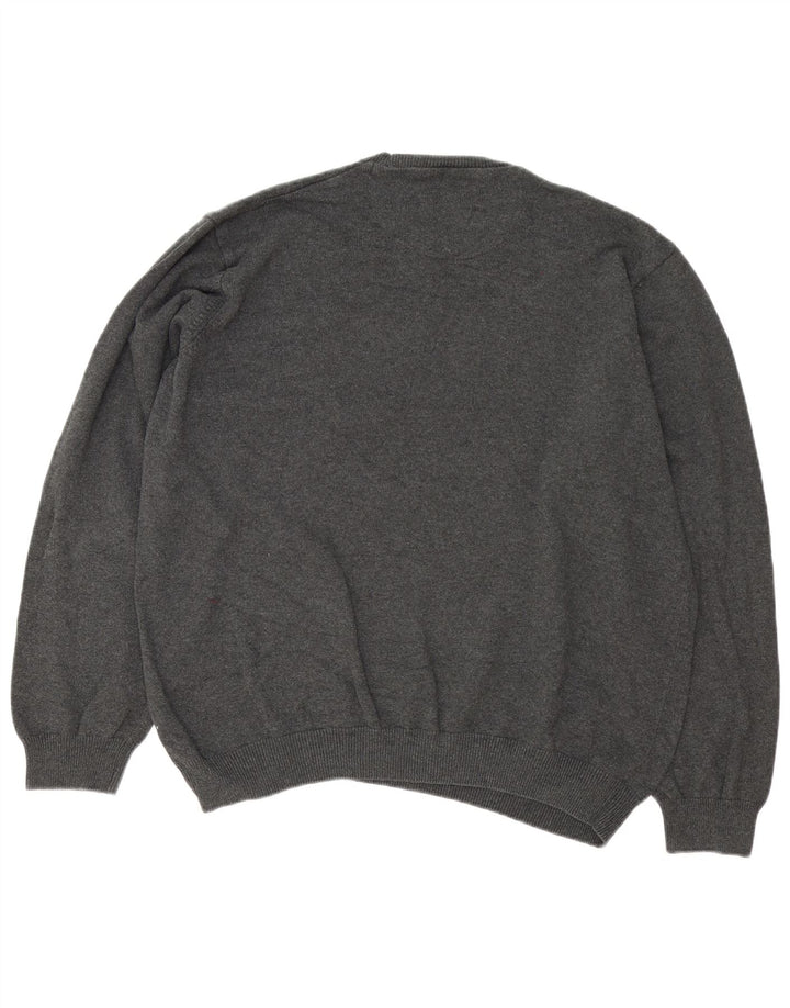 Marks & Spencer Herren-Pullover mit Rundhalsausschnitt, reguläre Passform, 2XL, graue Baumwolle