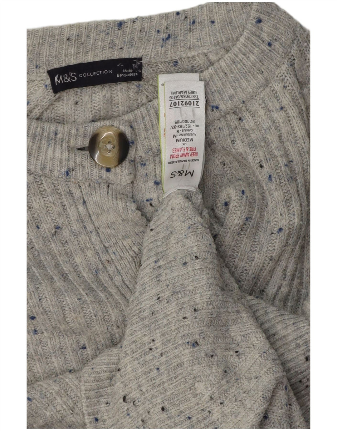 Marks & Spencer Damen-Cardigan-Pullover UK 14 Mittelgrau meliertes Acryl