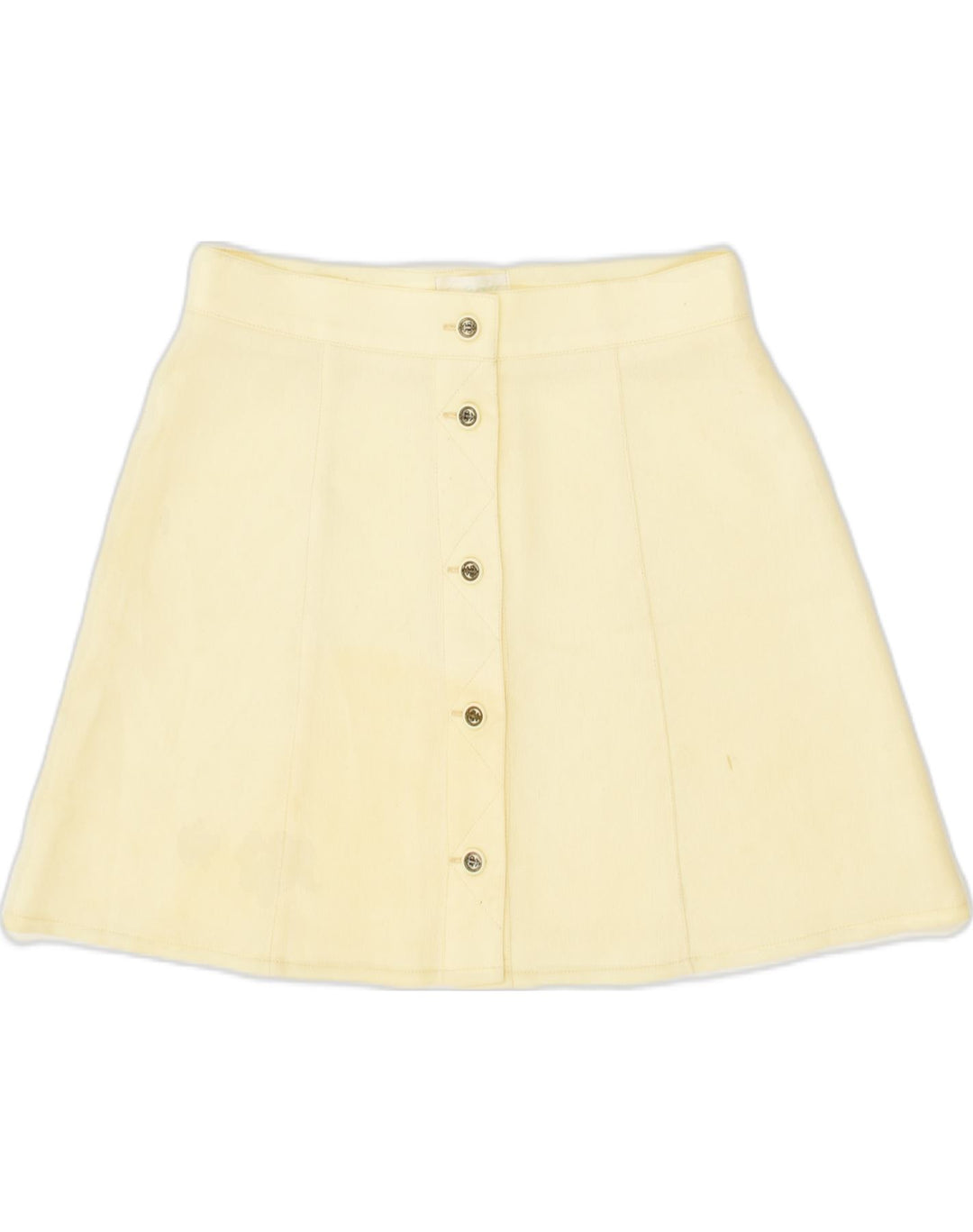 VINTAGE Womens Mini A-Line Skirt W28 Medium Yellow Viscose | Vintage Vintage | Thrift | Second-Hand Vintage | Used Clothing | Messina Hembry 