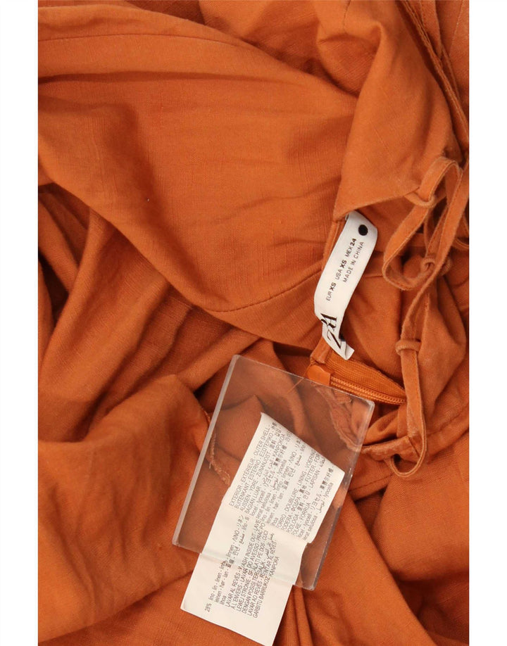 Zara Damen Maxi-Sommerkleid UK 6 XS Orange Lyocell