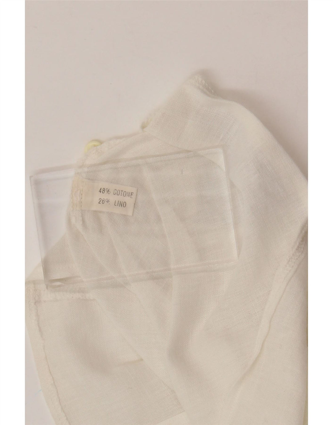 VINTAGE Damen Kurzarm-Hemdbluse UK 12 Mittelweiße Baumwolle