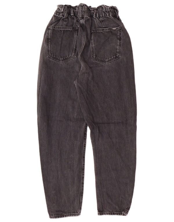 Zara Damen High Waist Tapered Jeans EU 34 2XS W24 L25 Grau Baumwolle Modern