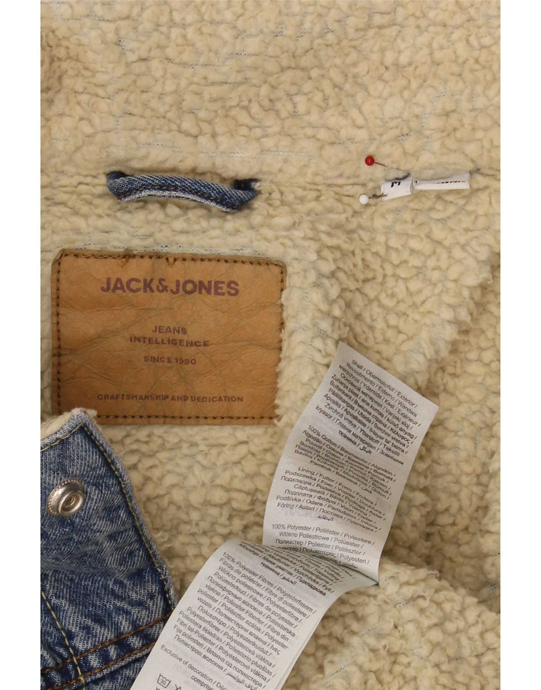 Jack & Jones Herren Denim Sherpa Jacke UK 38 Mittelblaue Baumwolle