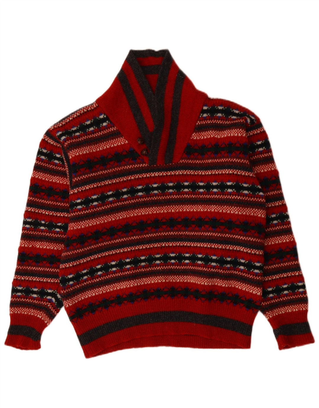 PRINCIPLES Damen-Pullover mit Schalkragen, Gr. 14, Mittelrot, Fair Isle