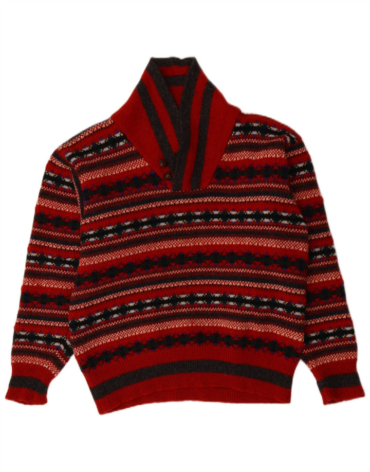 PRINCIPLES Damen-Pullover mit Schalkragen, Gr. 14, Mittelrot, Fair Isle