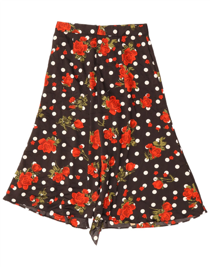 Asymmetrischer A-Linien-Rock von Zara, mittelgroß, W30, schwarz, geblümt, Polyester