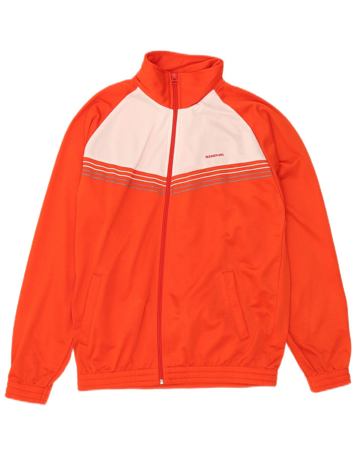 Vintage Herren-Trainingsanzug-Top-Jacke IT 48 Mitteloranges Farbblock-Polyester