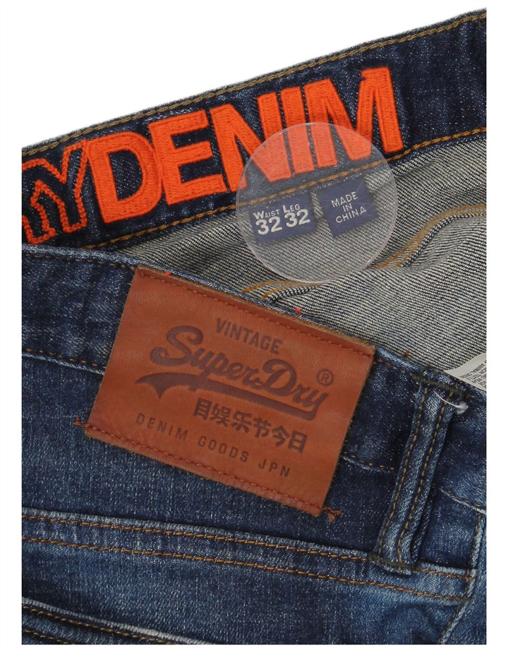 SUPERDRY Herren Distressed Slim Jeans W32 L29 Blaue Baumwolle