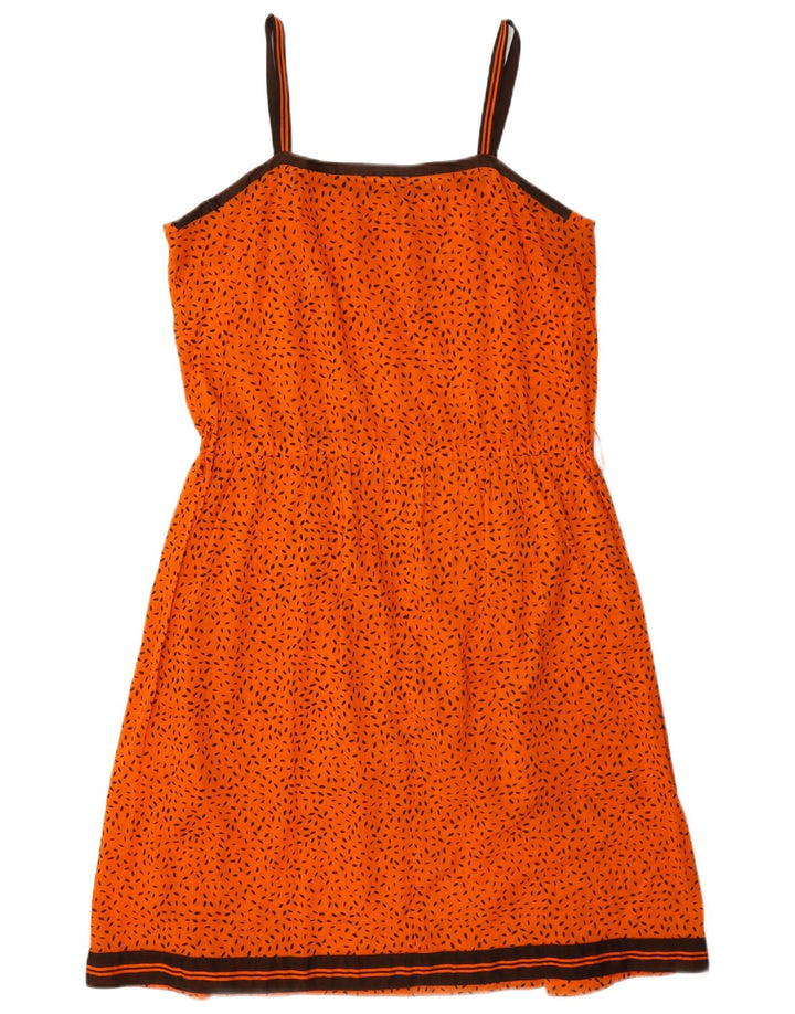 Vintage Damen Sonnenkleid UK 14 Mittelorange gefleckt