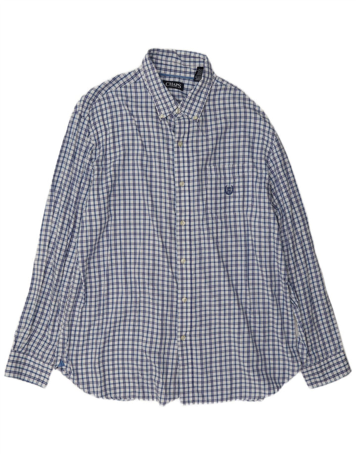 Chaps Herren-Flanellhemd XL, blau kariert, Baumwolle