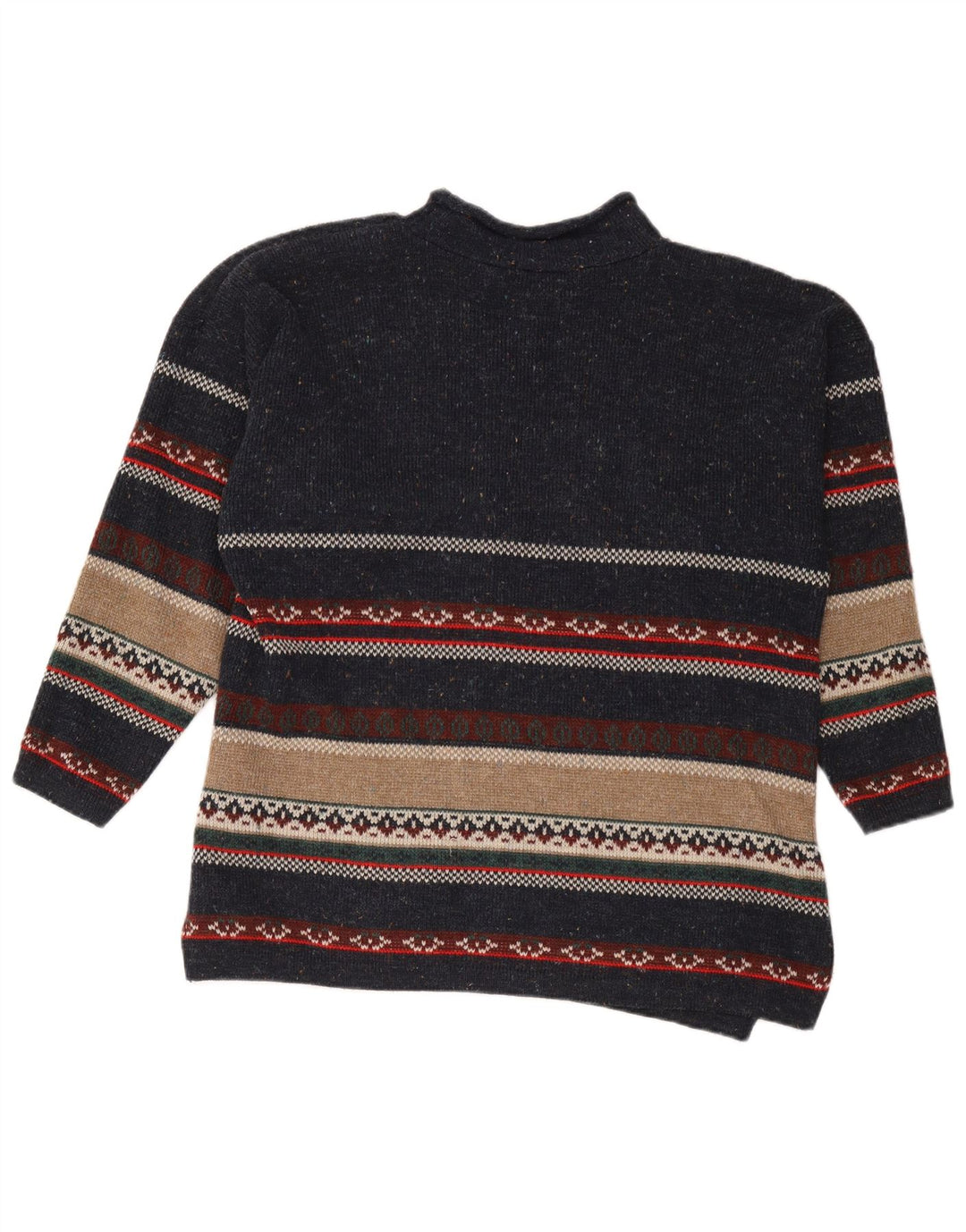 Vintage Herren Rollkragenpullover Pullover Medium Marineblau gestreift aus Acryl