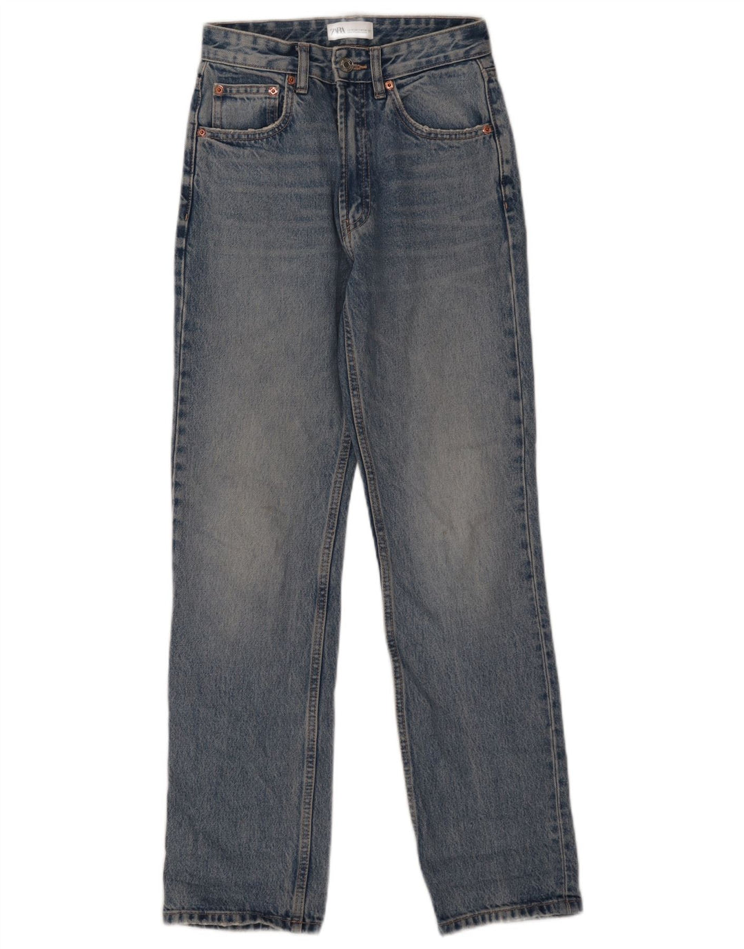 ZARA Womens Straight Jeans EU 34 2XS W24  L30 Blue Cotton