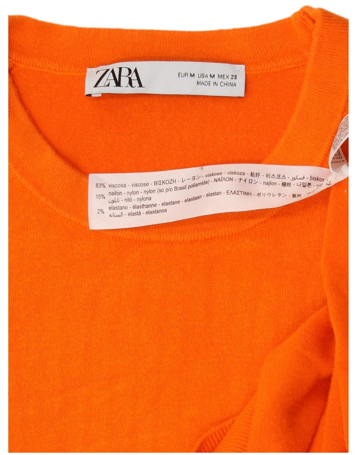 Zara Damen Weste Tank Top UK 12 Medium Orange Viskose