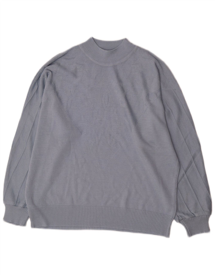 Vintage Damen Rollkragenpullover Pullover IT 46 Groß Blau Polyacryl