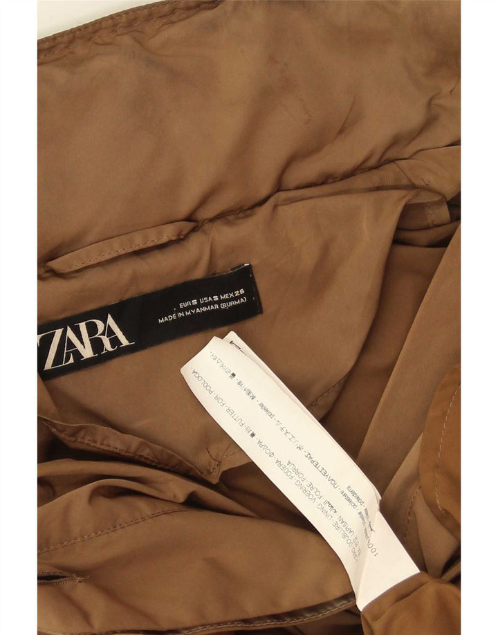 Zara Damen-Trenchcoat mit Kapuze, übergroß, Gr. 10, Größe S, braun, Polyester