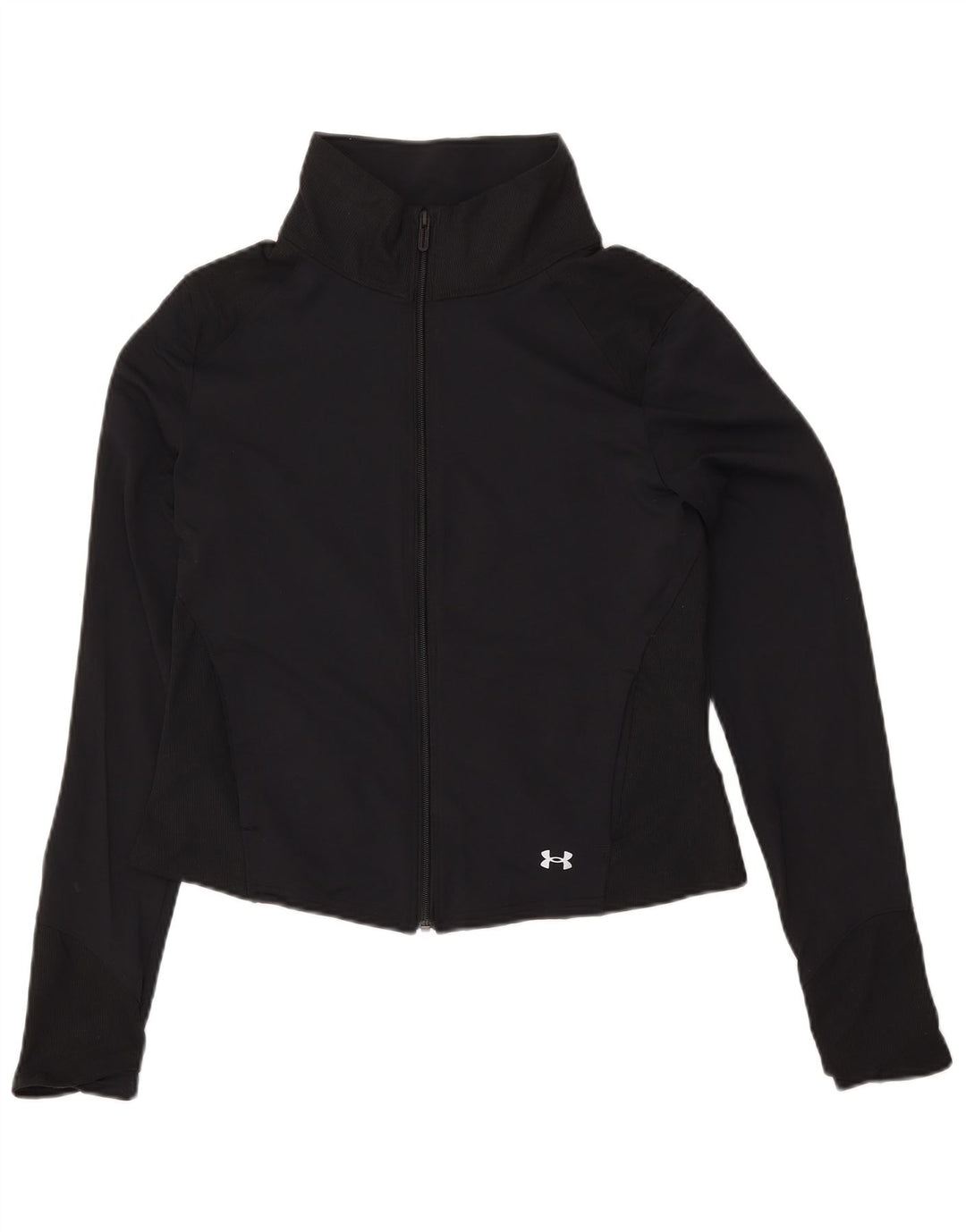 UNDER ARMOUR Damen Crop Trainingsanzug Top Jacke UK 14 Large Schwarz Nylon