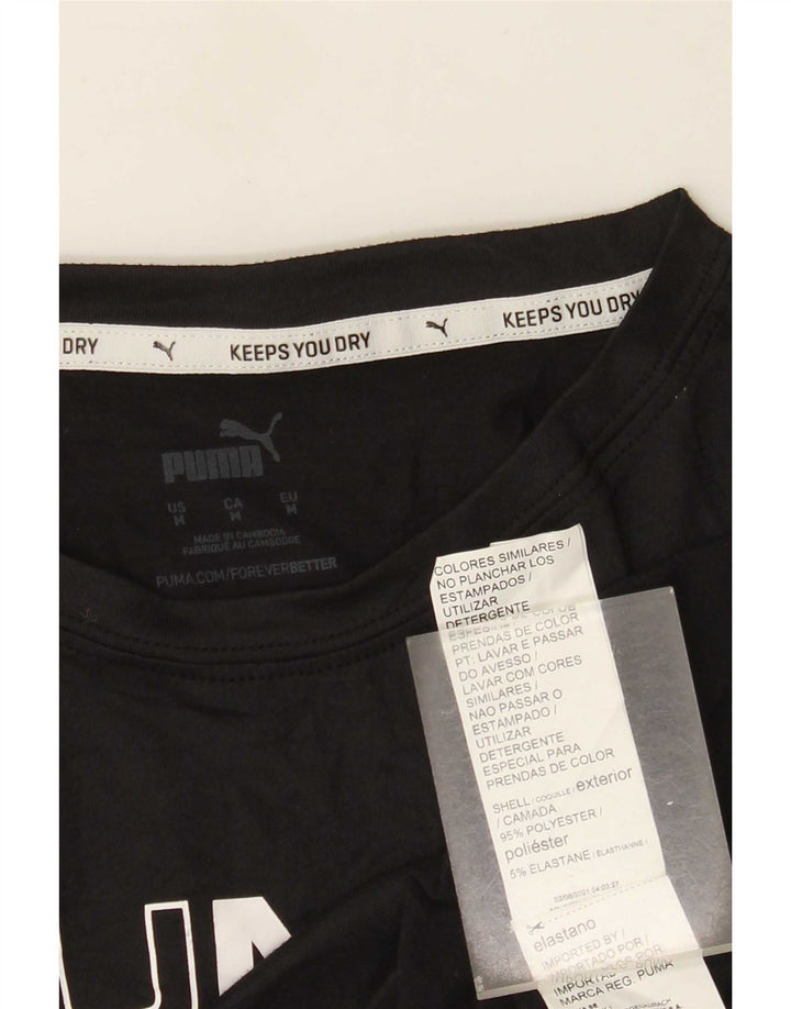 Puma Damen Crop Graphic T-Shirt Top UK 14 Medium Schwarz Polyester