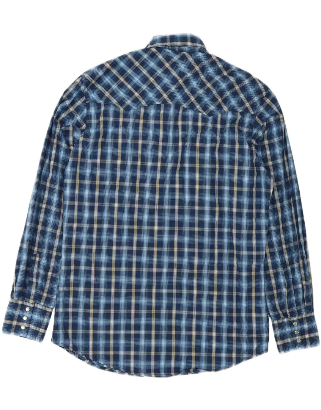 Wrangler Herren-Flanellhemd, mittelblau, kariert, Baumwolle