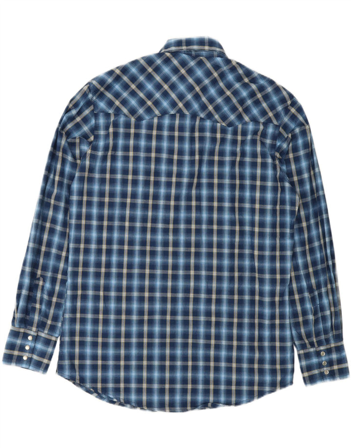 Wrangler Herren-Flanellhemd, mittelblau, kariert, Baumwolle