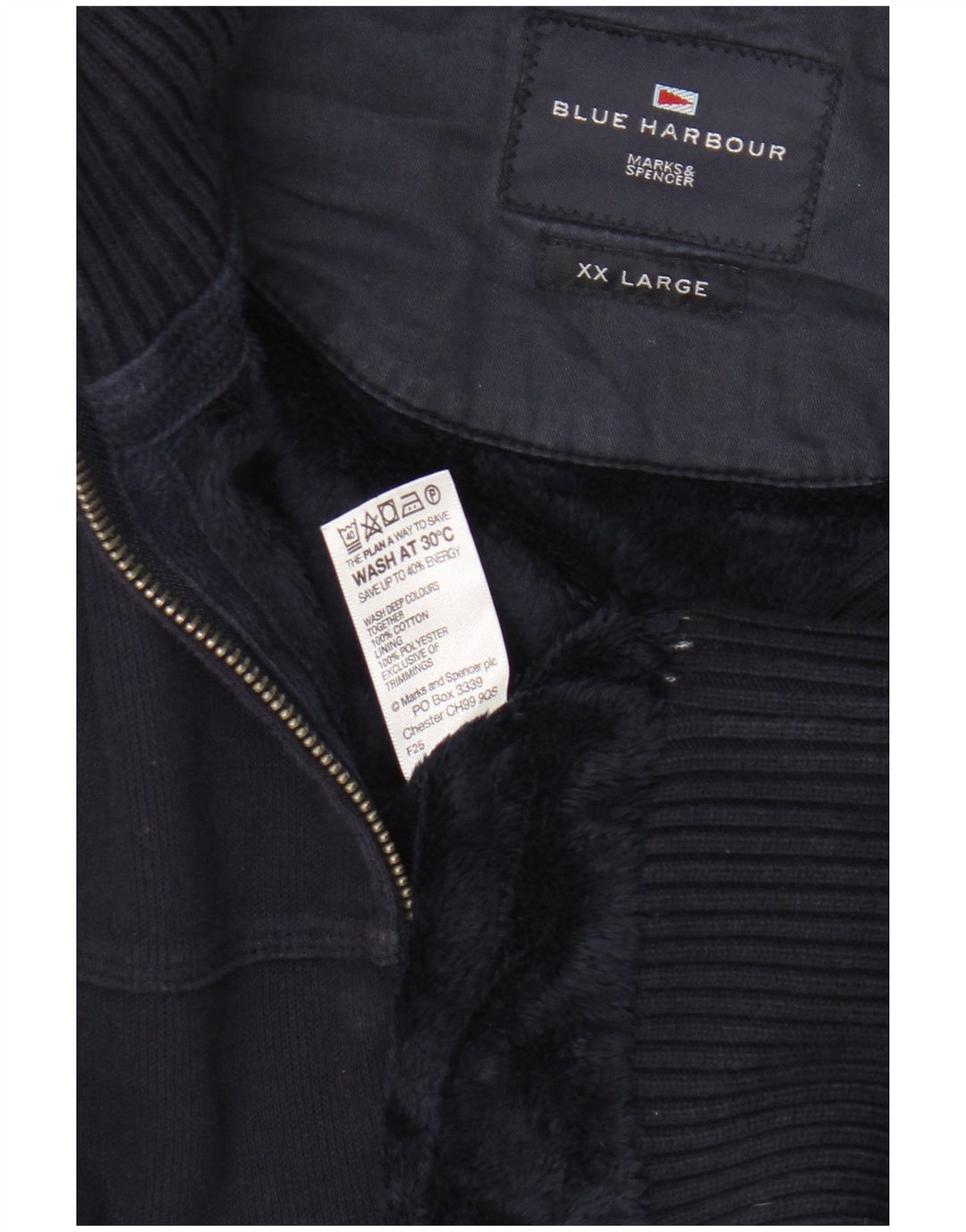 Marks & Spencer Herren Blue Harbor Trainingsanzug Top Jacke 2XL Marineblau Baumwolle
