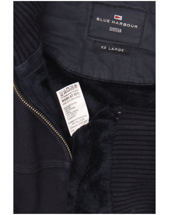 Marks & Spencer Herren Blue Harbor Trainingsanzug Top Jacke 2XL Marineblau Baumwolle