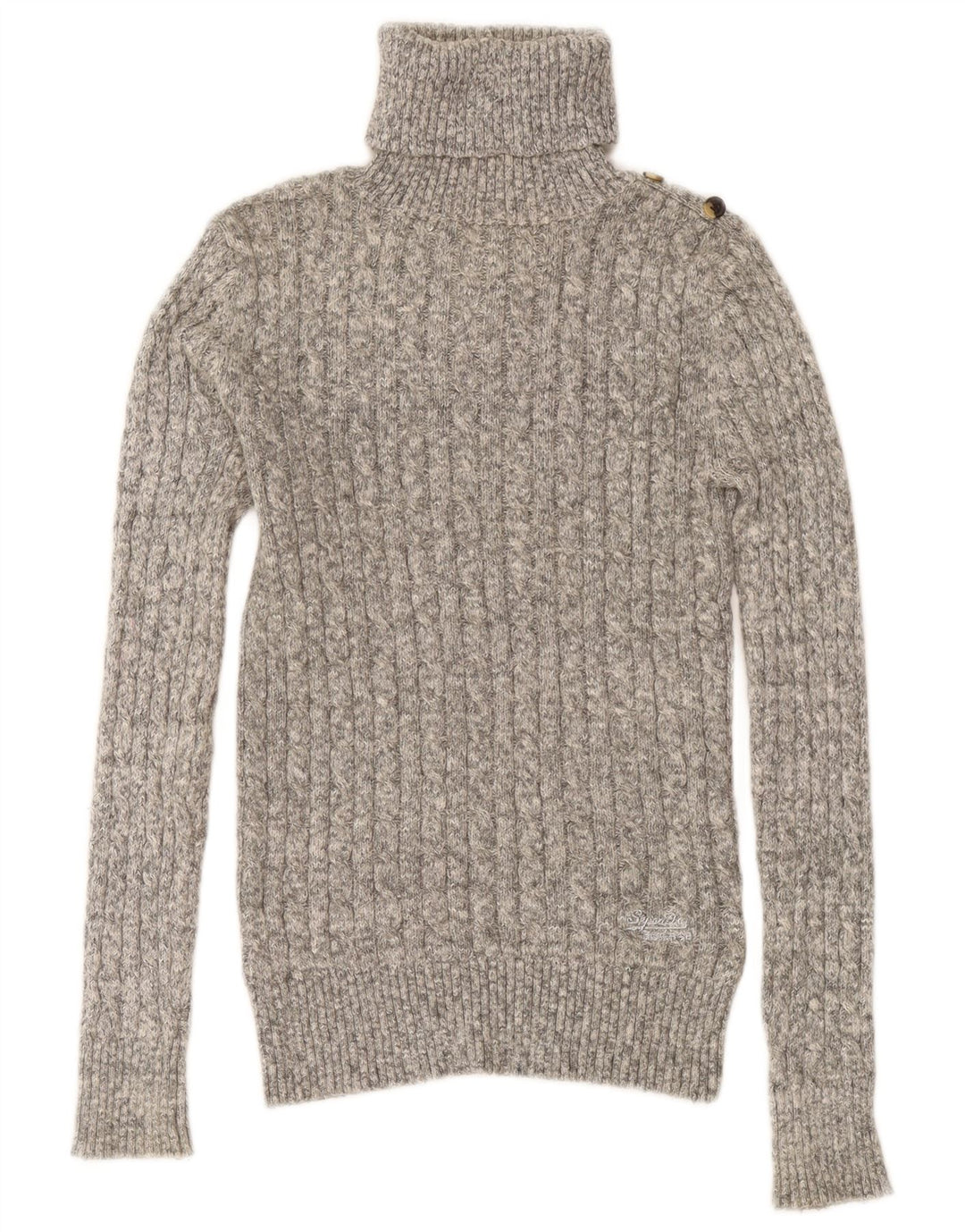 Superdry Rollkragenpullover für Damen, Gr. 10, Größe S, Grau, Baumwolle