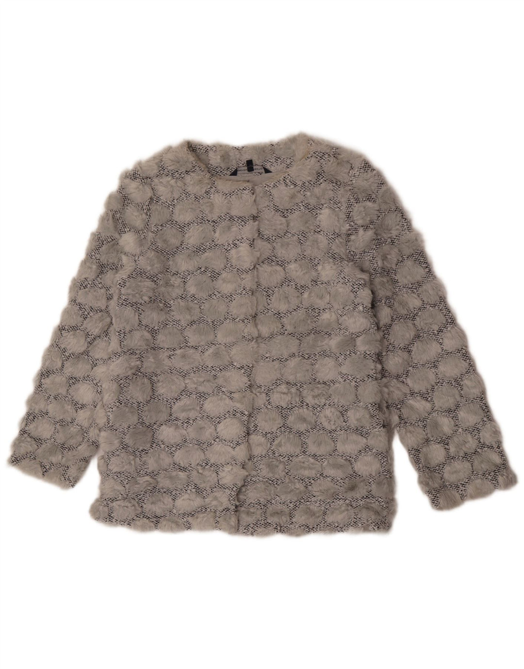 French Connection Damen-Blazer aus Kunstfell, Größe S, Grau, Polyester