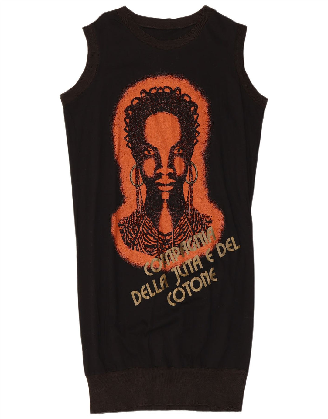 VINTAGE Damen Ärmelloses, grafisches Blasenkleid UK 14 Medium Schwarz