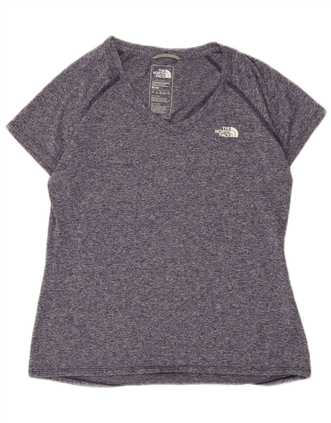 The North Face Damen-T-Shirt-Oberteil UK 12 Mittelmarineblau meliertes Polyester
