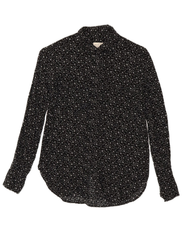 Jack Wills Womens Boyfriend Fit Langarmhemd UK 6 XS Schwarz Geometrisch