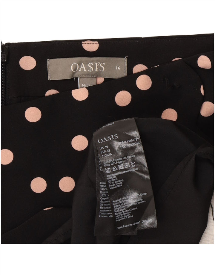 Oasis Damen Minirock UK 16 Large W34 Schwarz gepunktetes Polyester