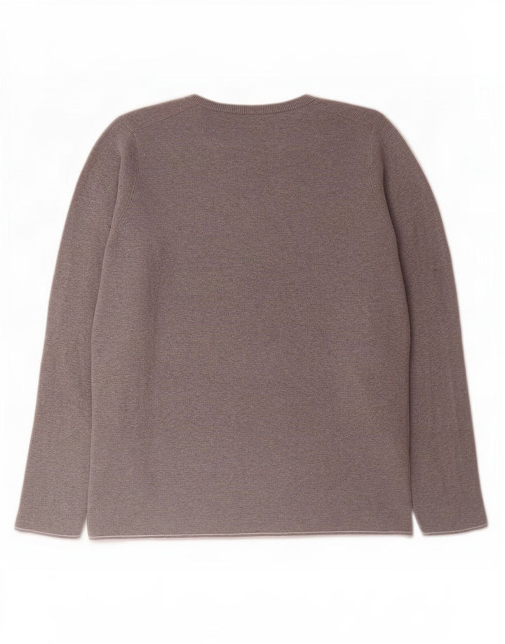 Massimo Dutti Herren-Pullover mit Rundhalsausschnitt, mittelgraue Baumwolle