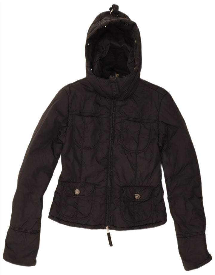 Max & Co. Wattierte Damenjacke mit Kapuze, UK 12, mittelschwarz, Polyamid