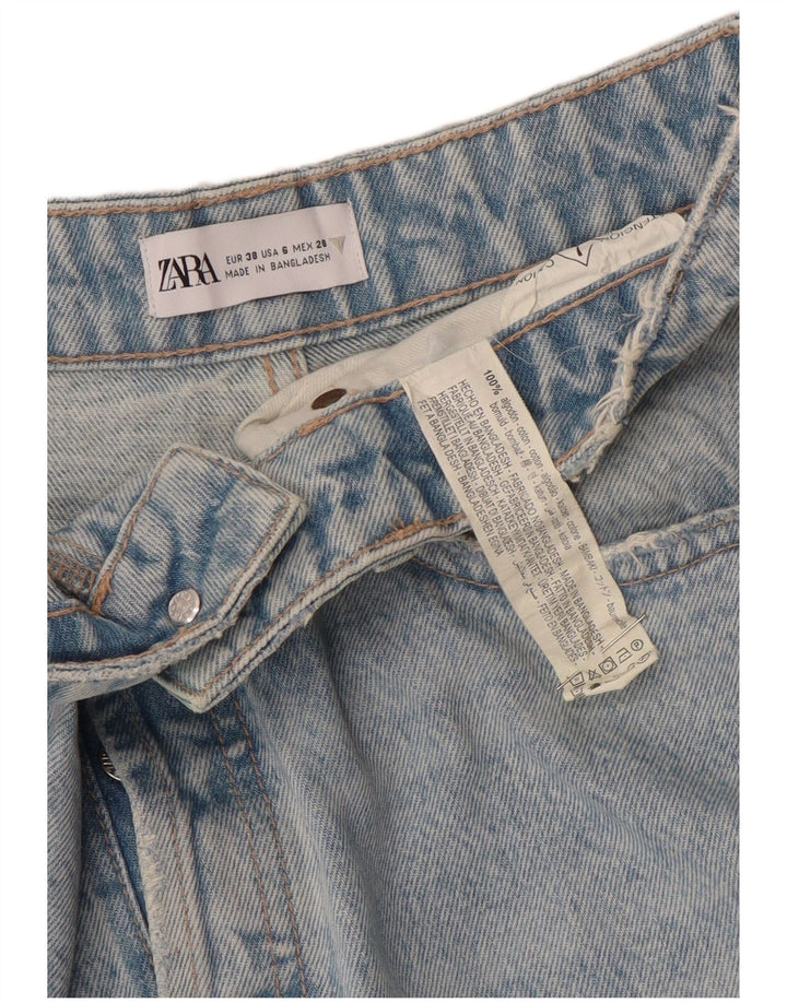 ZARA Damen-Jeans, kurz geschnitten, EU 38, Größe S, W28, L25, Blau, Baumwolle