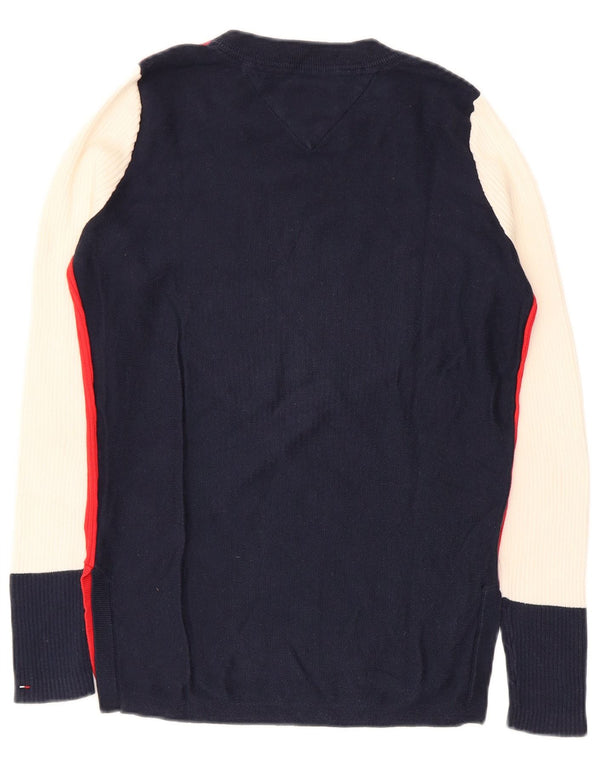 Tommy Hilfiger Damen-Pullover mit U-Boot-Ausschnitt, Gr. 10, Größe S, Rot, Farbblock