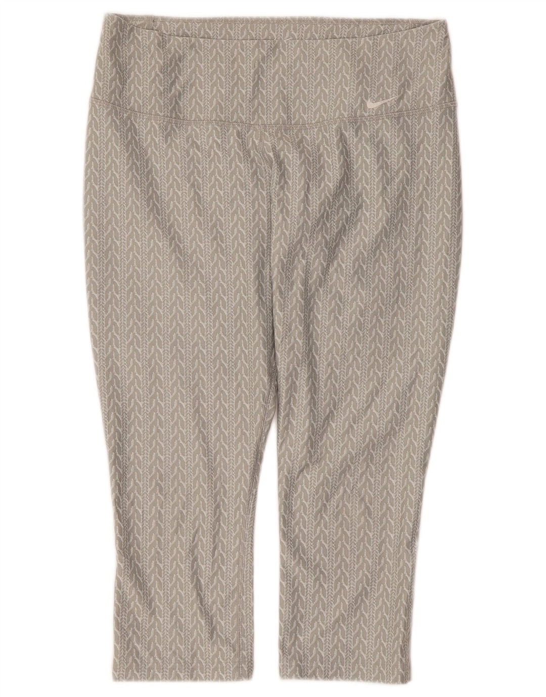 Nike Womens Dri Fit Capri Leggings UK 14 Mittelgraues geometrisches Polyester