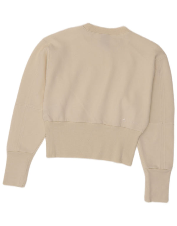 Adidas Damen Crop Sweatshirt Pullover UK 8/10 Small Weiße Baumwolle