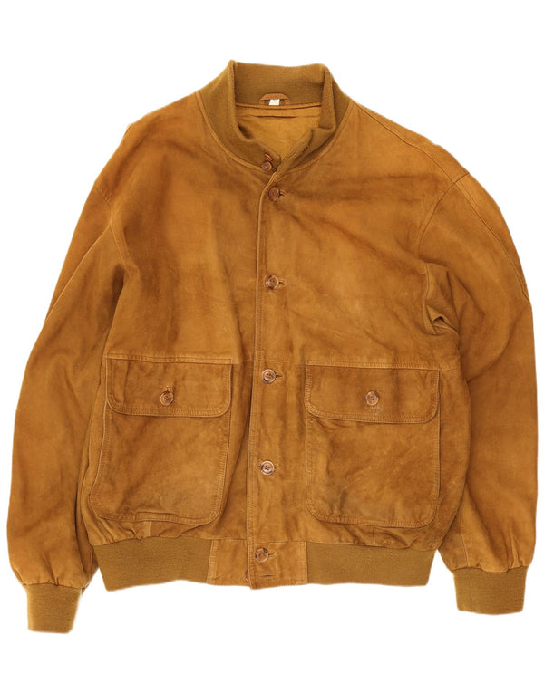Zarro Herren Wildleder Bomberjacke UK 44 2XL Beige Leder