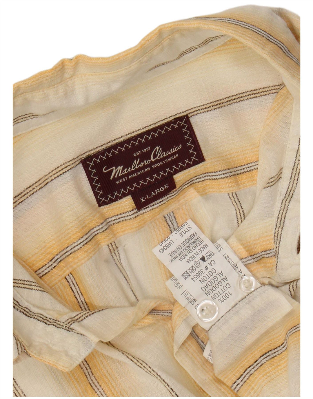 MARLBORO CLASSICS Herrenhemd XL gelb gestreift aus Baumwolle