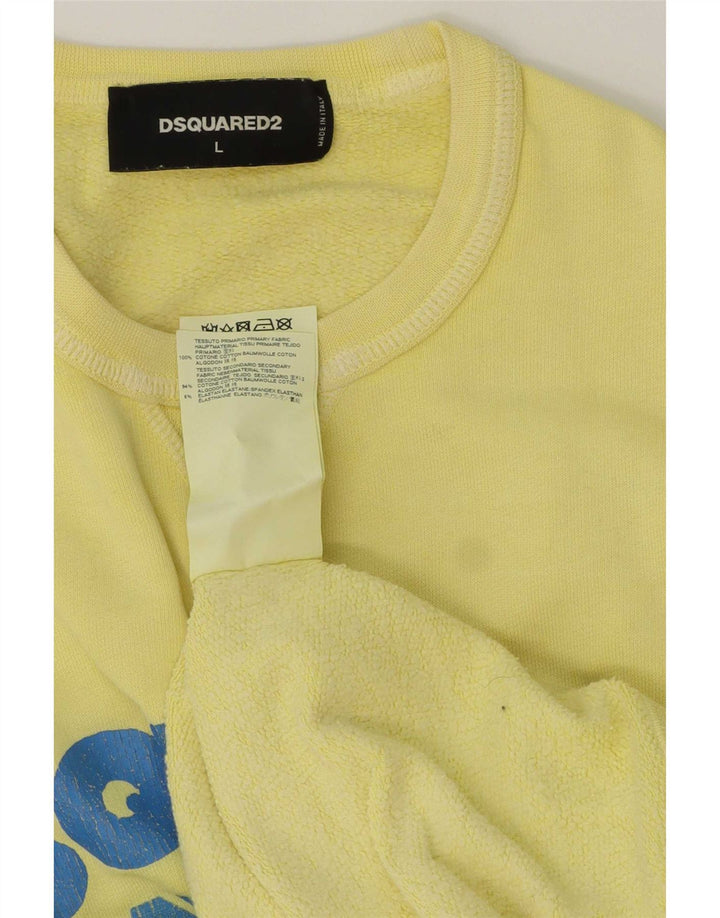 Dsquared2 Herren-Sweatshirt mit Grafik, groß, aus Baumwolle, Gelb